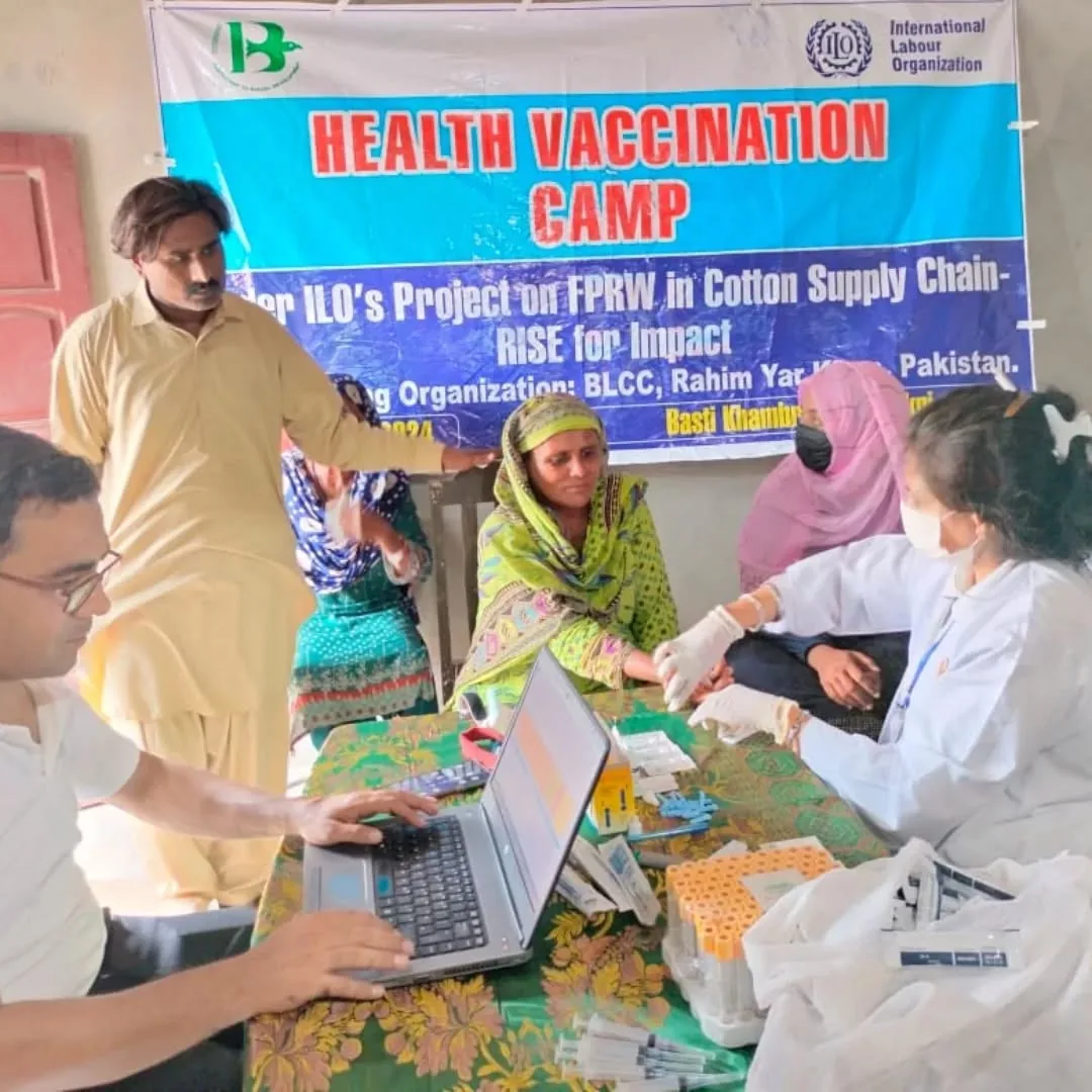 A health vaccination camp run with the ILO
